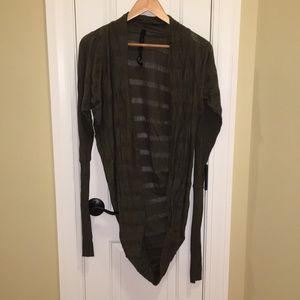 Improvd brown cotton cocoon striped sweater | Size S